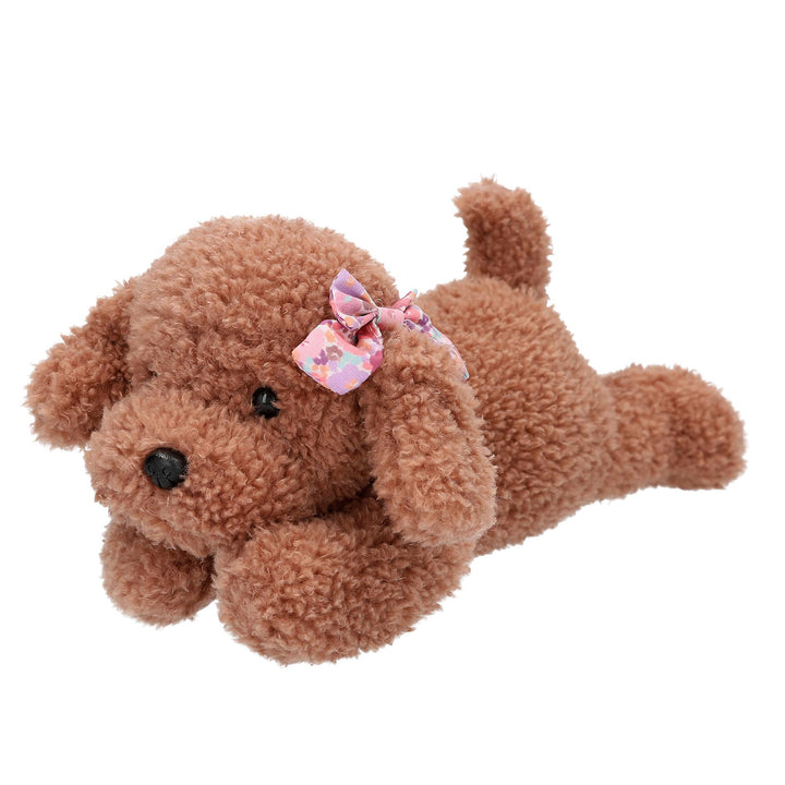Depesche 13173 TOPModel Floral - Kuscheltier Hund mit gelocktem Fell in Braun, ca. 24 cm grosses Plü