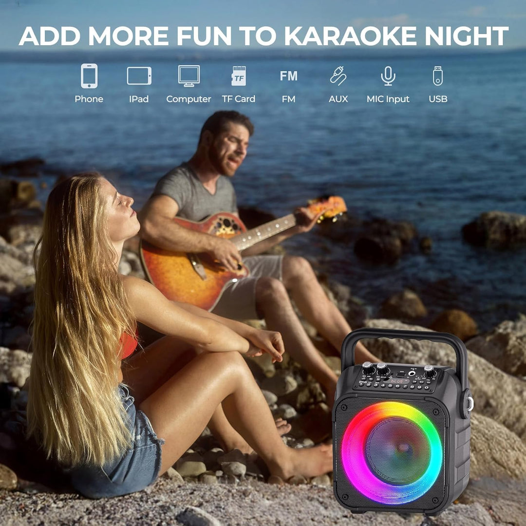 Karaoke Maschine Ankuka Karaoke Anlage mit 2 Mikrofonen Bluetooth Lautsprecher für Erwachsene & Kind