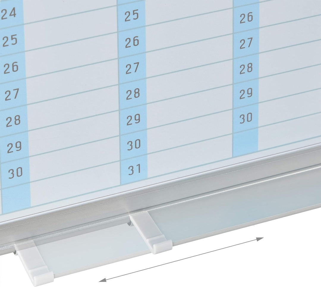 Relaxdays Whiteboard, Jahresplaner, abwischbar, magnetisch, Planungstafel mit Stiftablage, Magnetwan