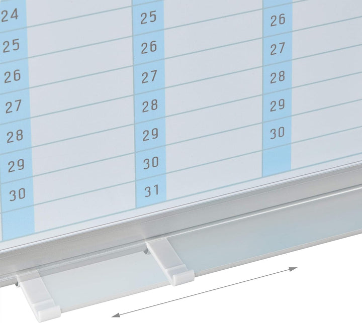 Relaxdays Whiteboard, Jahresplaner, abwischbar, magnetisch, Planungstafel mit Stiftablage, Magnetwan