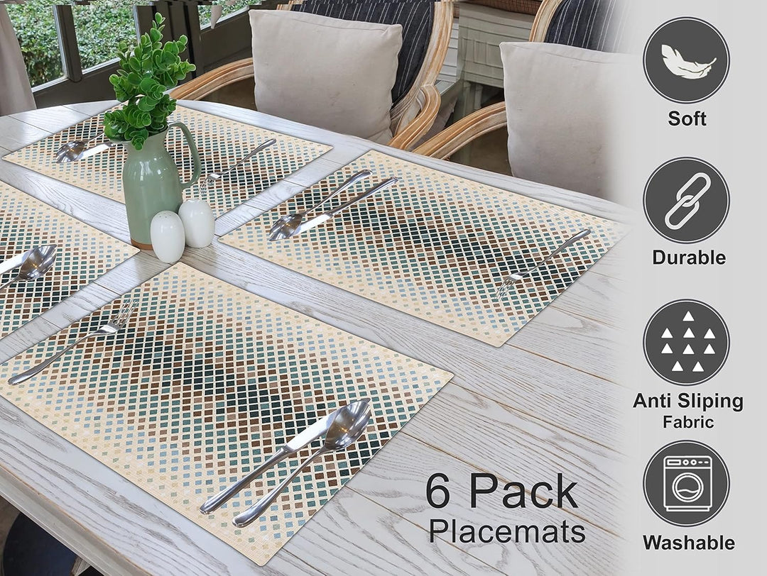 Ruvanti Tischsets für den Esstisch 100% Baumwolle 33x48 cm Tischsets Set mit 6 Stück verblasste gewe