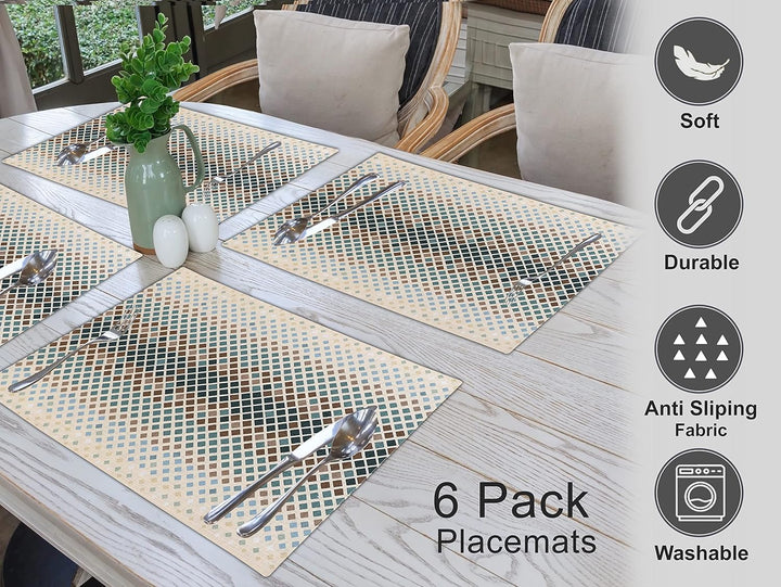 Ruvanti Tischsets für den Esstisch 100% Baumwolle 33x48 cm Tischsets Set mit 6 Stück verblasste gewe