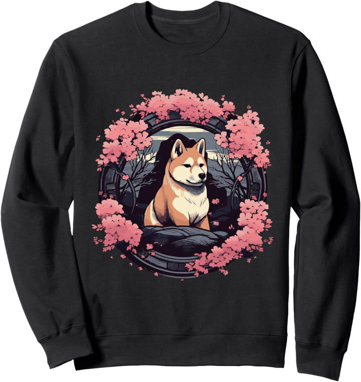 Shiba Inu Sitzt Unter Dem Japanischen Sakura Baum Sweatshirt