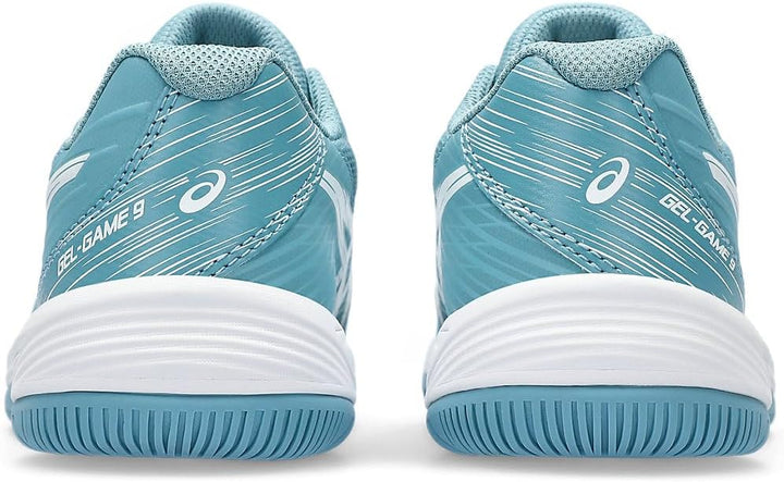 ASICS Jungen Gel-Game 9 Gs Clay/Oc Sneaker 34.5 EU Gris Blue White, 34.5 EU Gris Blue White