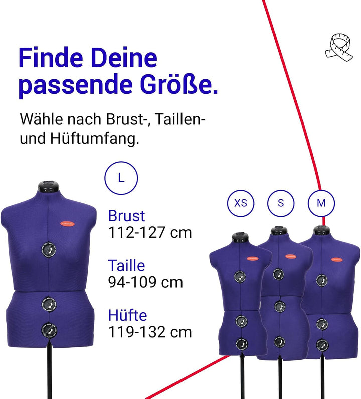 Prym 611757 Prymadonna Schneiderbüste, L, 8-teilig L Violett, L Violett
