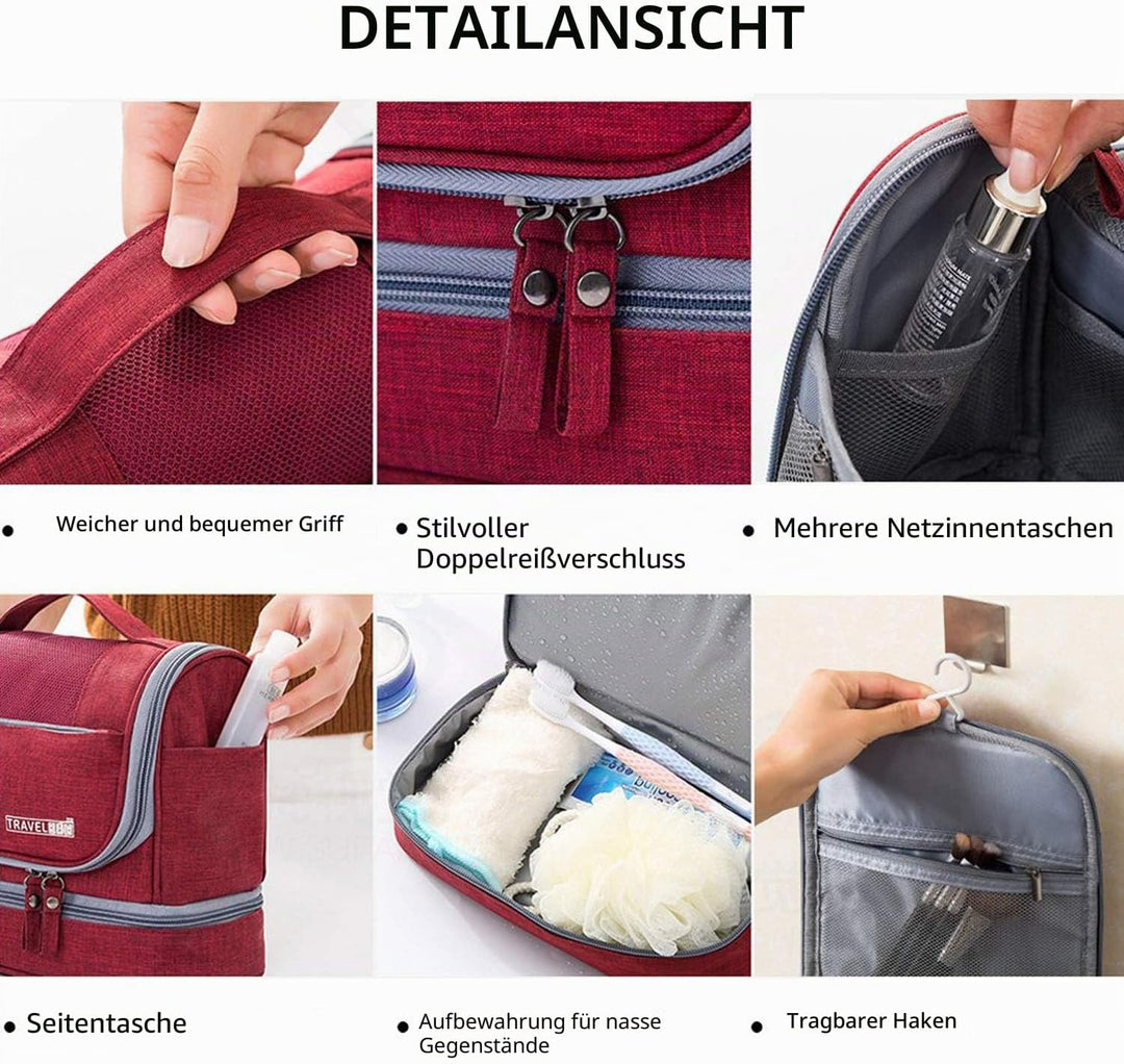 FANDARE Kulturbeutel Damen Herren Kosmetiktasche Reise Kulturbeutel, Waschtasche Kulturtasche zum Au