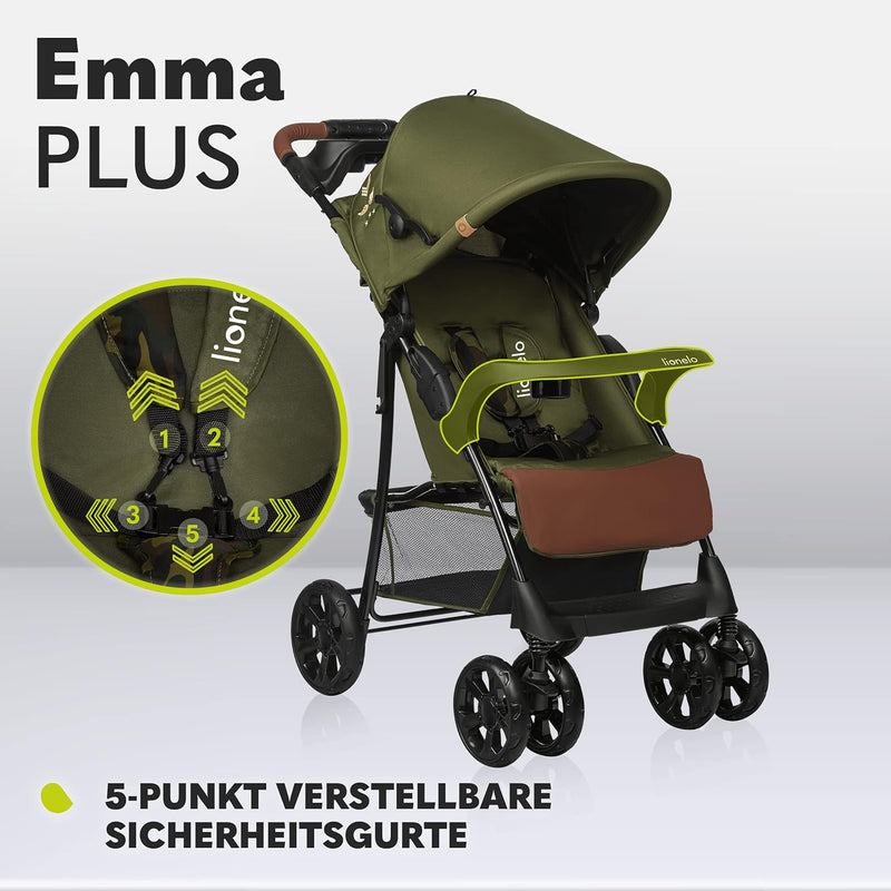 LIONELO Emma Plus Kinderwagen bis zu 15 kg, Kindersportwagen, leicht modern klein Buggy mit Liegepos