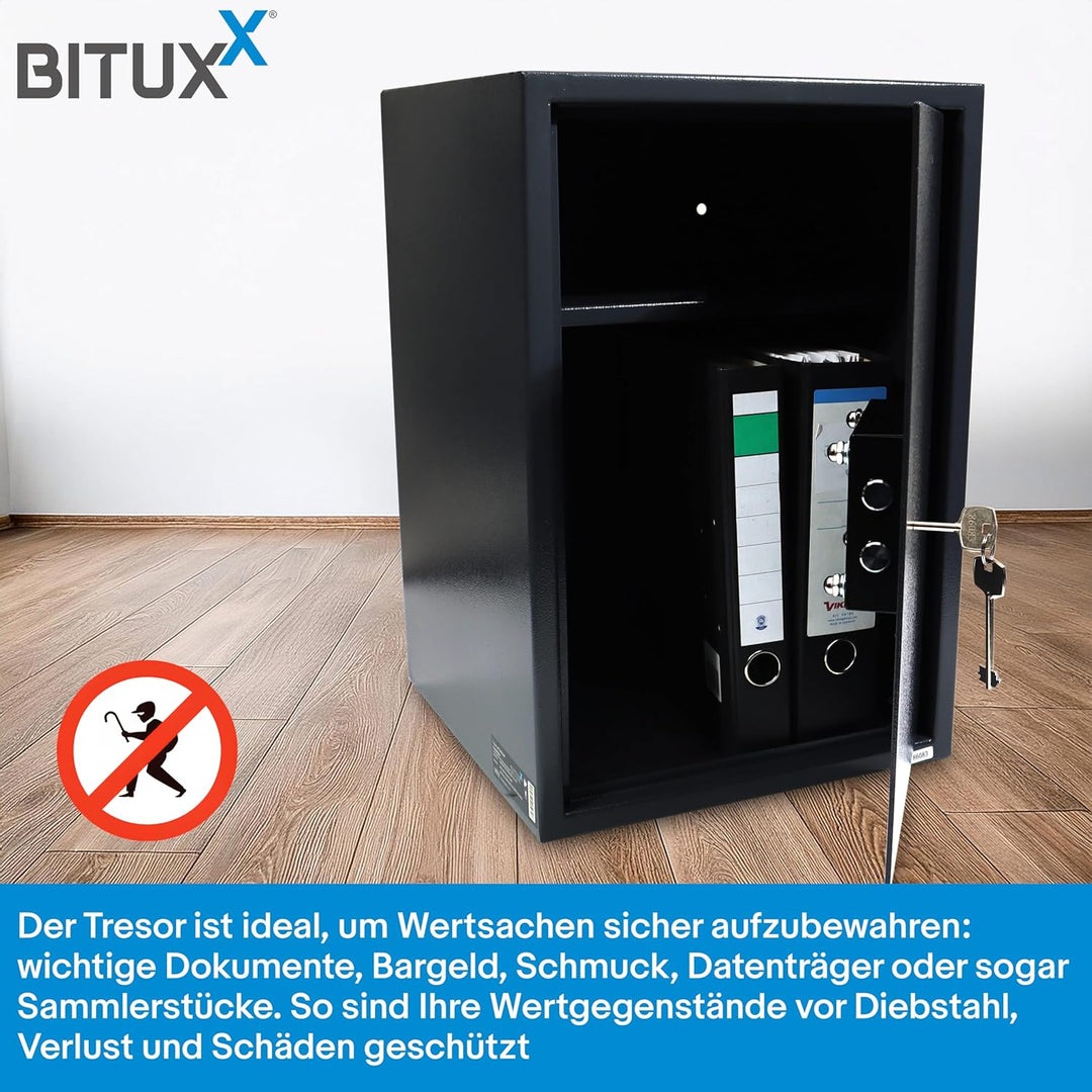 BITUXX Tresor Möbeltresor Safe Aktentresor Sicherheitstresor Abschliessbar mit Schlüssel für Büro un