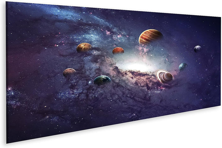islandburner Bild auf Leinwand Planeten des Sonnensystems Bilder Wandbilder Poster Leinwand 120x40cm