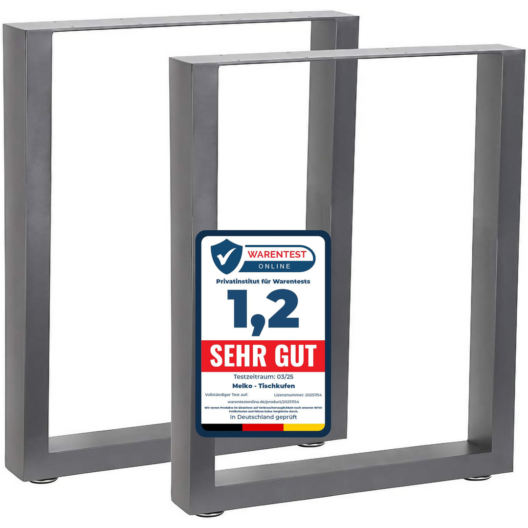 Melko 2X Tischkufen aus Vierkantprofilen 80x40 mm Tischuntergestell 60 x 72 cm Tischbeine inkl. Bode