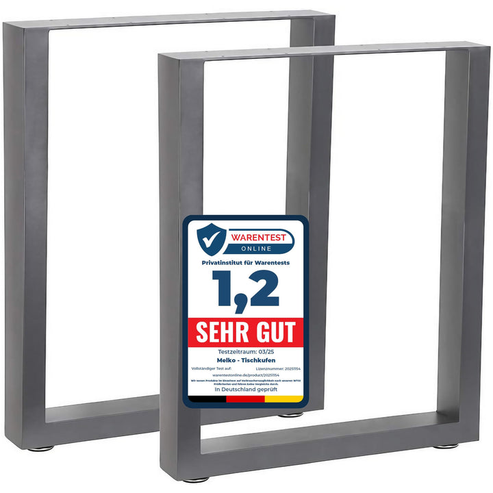 Melko 2X Tischkufen aus Vierkantprofilen 80x40 mm Tischuntergestell 60 x 72 cm Tischbeine inkl. Bode