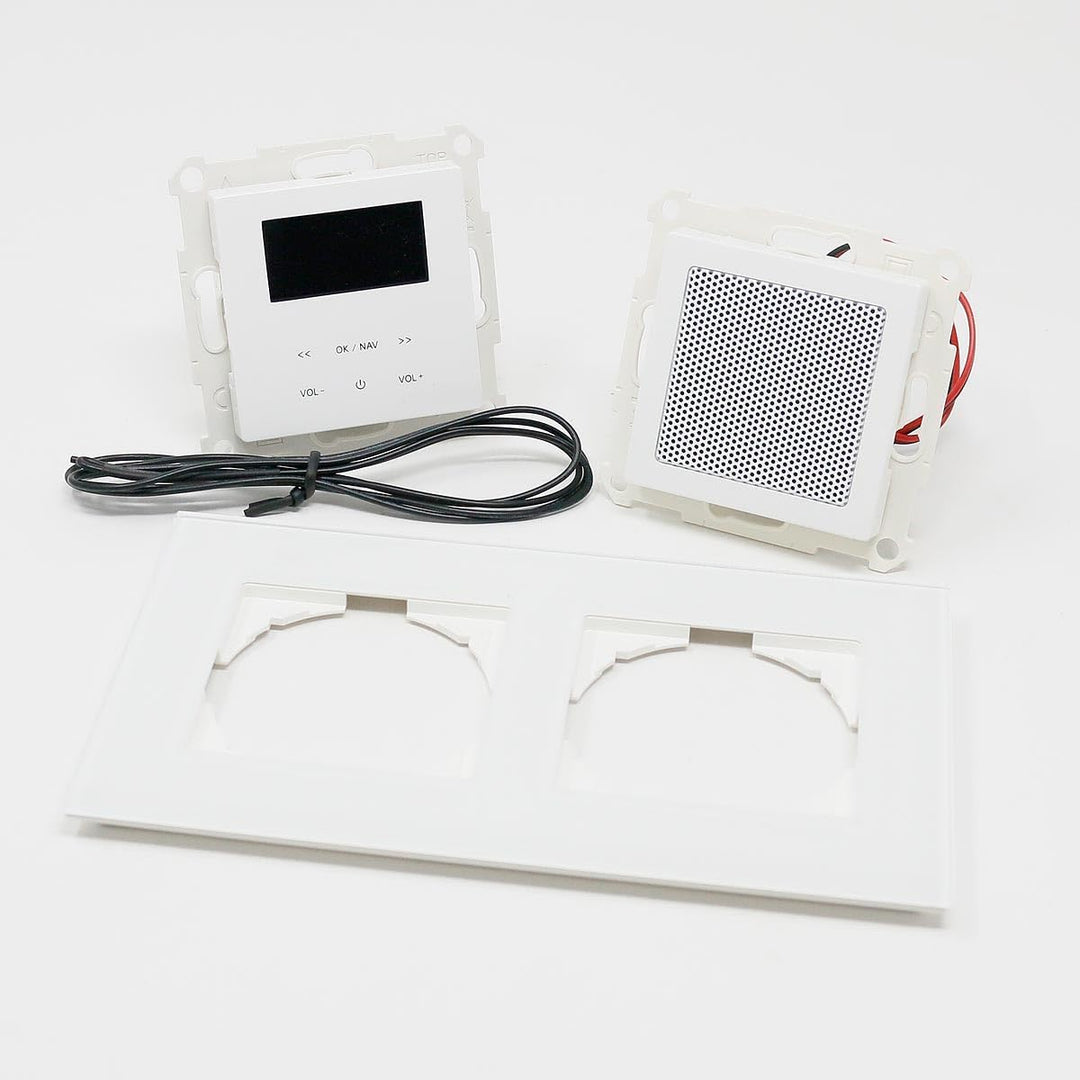 LOGIQ Unterputz Radio mit 2W RMS Lautsprecher, DAB+, UKW und Bluetooth, OLED-Display, Weck- und Slee