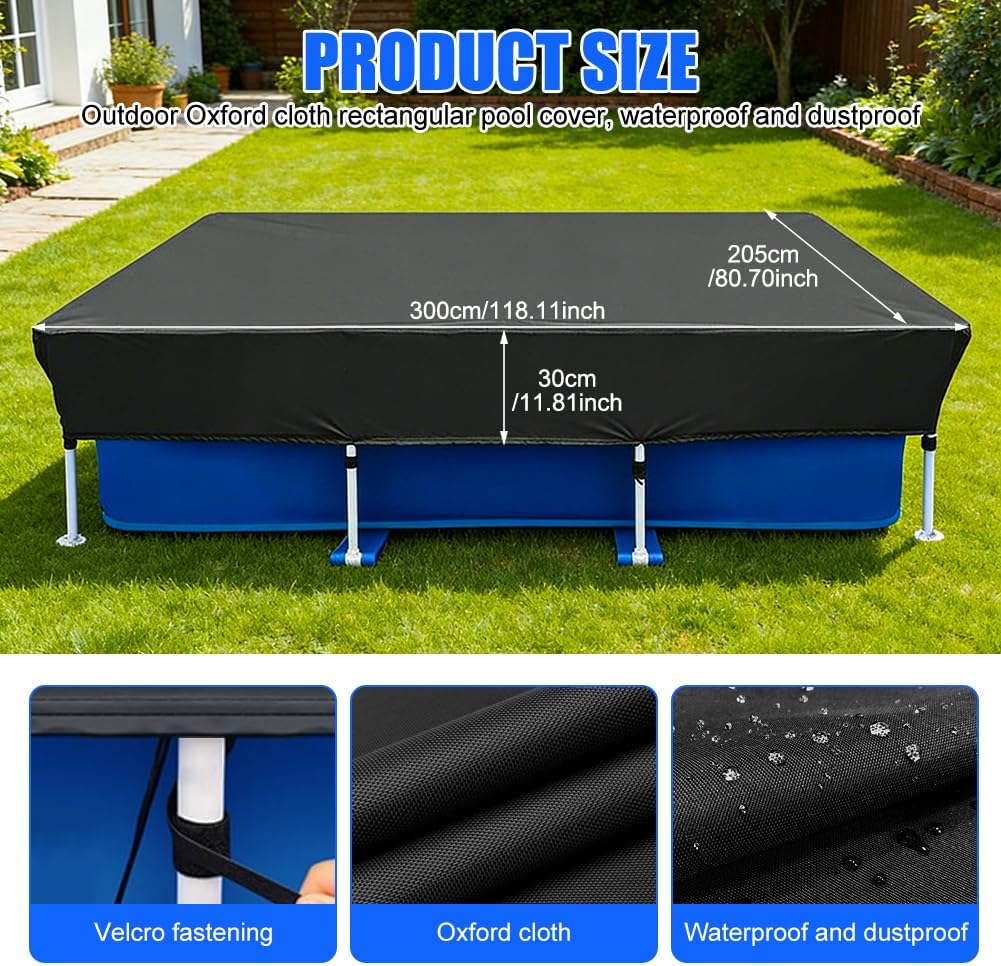 Poolabdeckung Rectangular 225 * 150 * 30cm,Sommer & Winter Poolplane,Schützt Staub, Laub, Wind und S