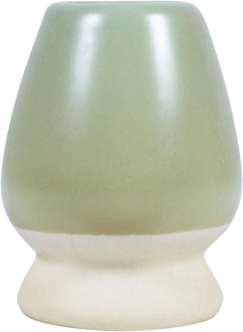 Matcha Tee Set - Keramik Schale Aki Pastellgrün 500ml - Traditionelles Bambus Zubehör Chasen Besen u