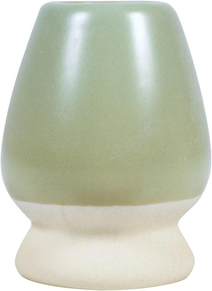 Matcha Tee Set - Keramik Schale Aki Pastellgrün 500ml - Traditionelles Bambus Zubehör Chasen Besen u