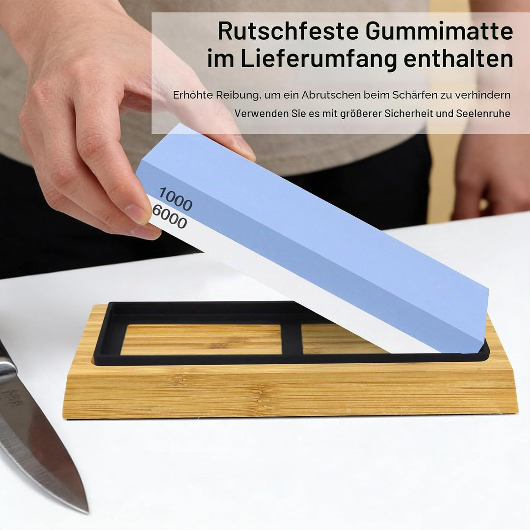 Abziehstein Schleifstein Set für Messer 1000/6000, Professionell 5-IN-1 Messerschärfer Wetzstein, mi