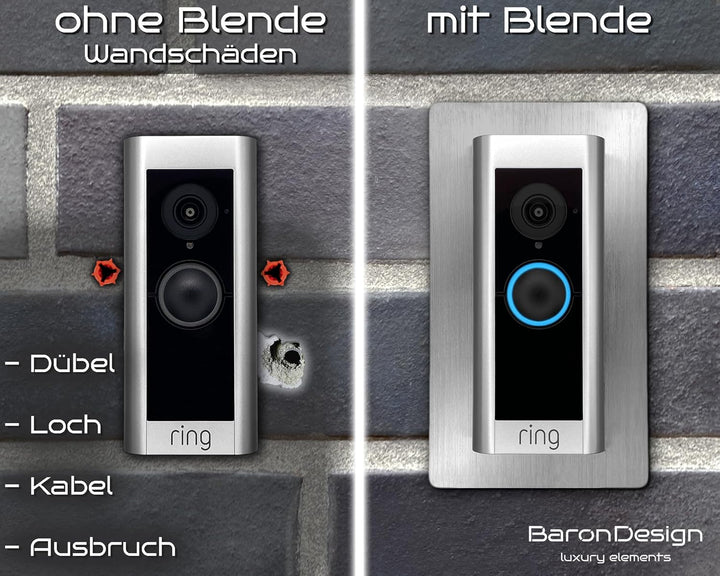 Ring Video Doorbell Pro 1/2 Blende, Wandplatte, Halterung, Edelstahl, Schild, Rahmen, Hochwertiges D