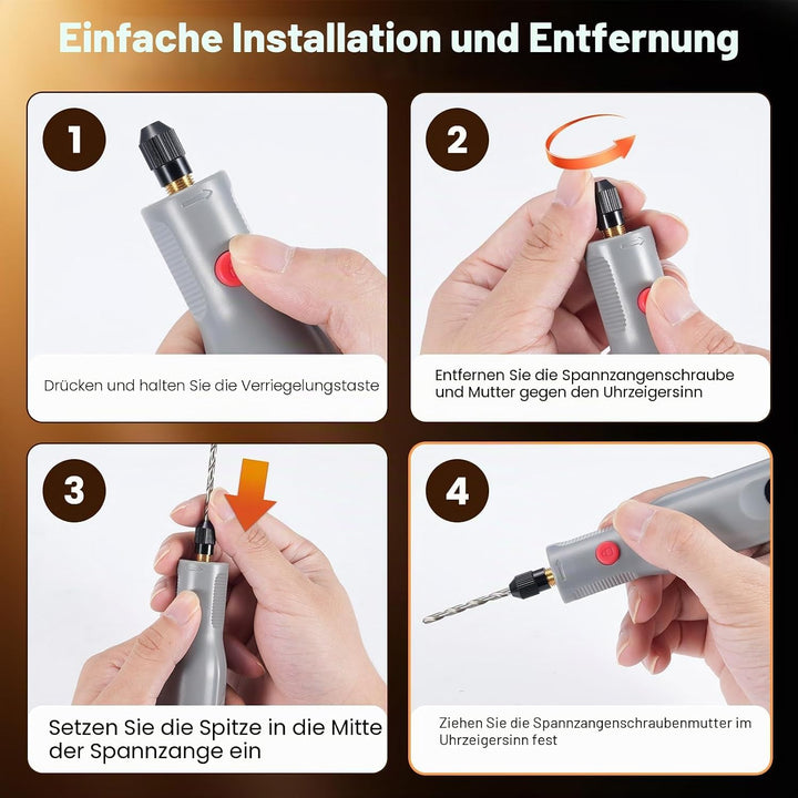 Multifunktionswerkzeug Akku Gravierstift Kabellos Gravur Werkzeug Kit, Mini-Rotationswerkzeug Tragba