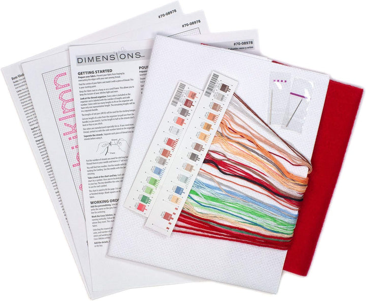 Dimensions 70-08978 Rentier und Igel, Kreuzstich-Set, personalisierbar, Weiss, 14 Zählmuster, 40,6 c