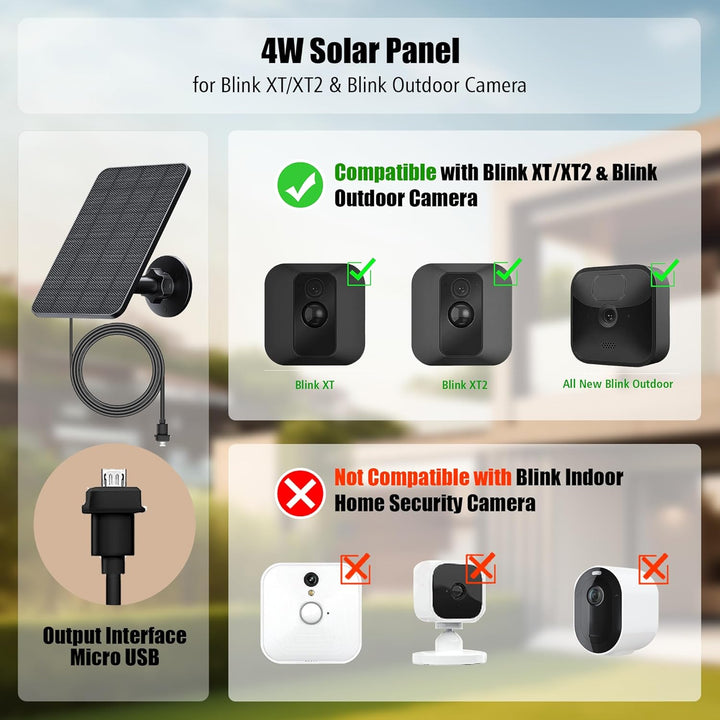 3 Pack Solarpanel für Blink Kamera Outdoor, 4W Solarmodul Compatibel mit Blink Outdoor Camera 2K, 4(