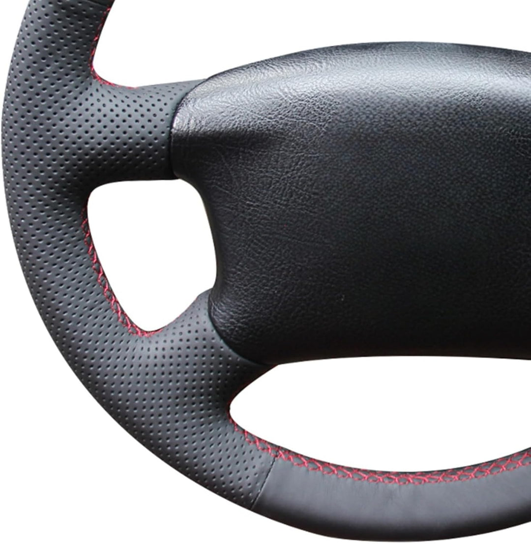 MEWANT Handgenähter schwarzer Kunstleder-Lenkradbezug für Golf 4 (IV) 1997–2004, T4 1999–2003, T5 20