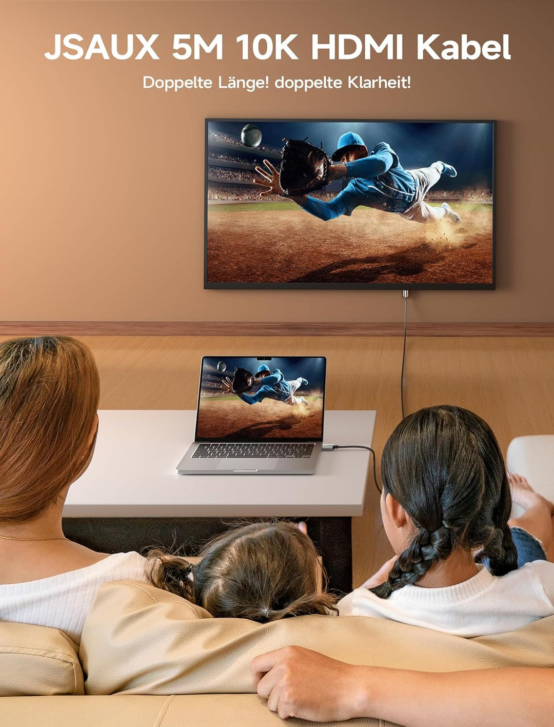 JSAUX 2 Stück 8K HDMI Kabel 5M, HDMI 2.1 Kabel Ultra High Speed 48Gbps, (8K@60Hz 4K@120Hz 144Hz) HDM