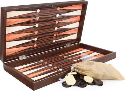 Luxus Classic Ebenholz Optik Wood Backgammon Tavla XXL