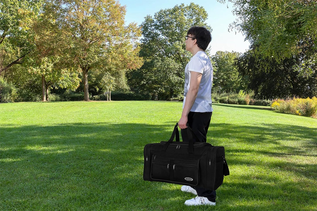 Sporttasche, Reisetasche und Fitnesstasche für Damen und Herren- Tainingstasche, Gym Bag (Schwarz, L