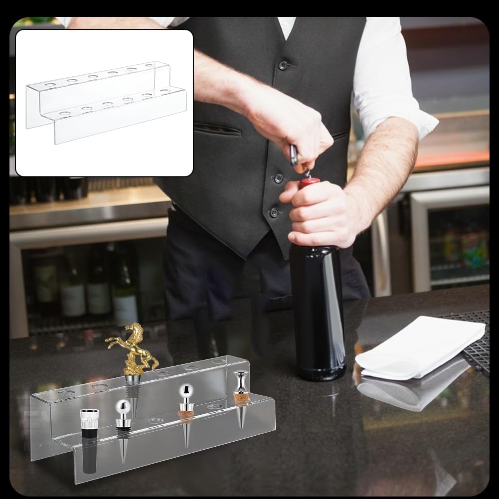 NBEADS 12-Fach 2 Etagen Weinflaschenstopper Display, Weinflaschenstopper-Halter aus Acryl 30.4x10x8.