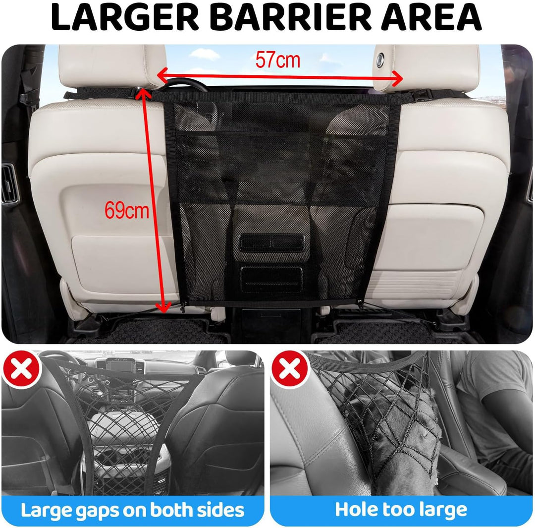 Hundegitter Auto, Hund Auto Rückbank, Hundeschutz Auto Rückbank mit Storage Compartment, Sicherheits