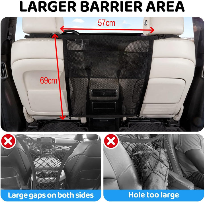 Hundegitter Auto, Hund Auto Rückbank, Hundeschutz Auto Rückbank mit Storage Compartment, Sicherheits