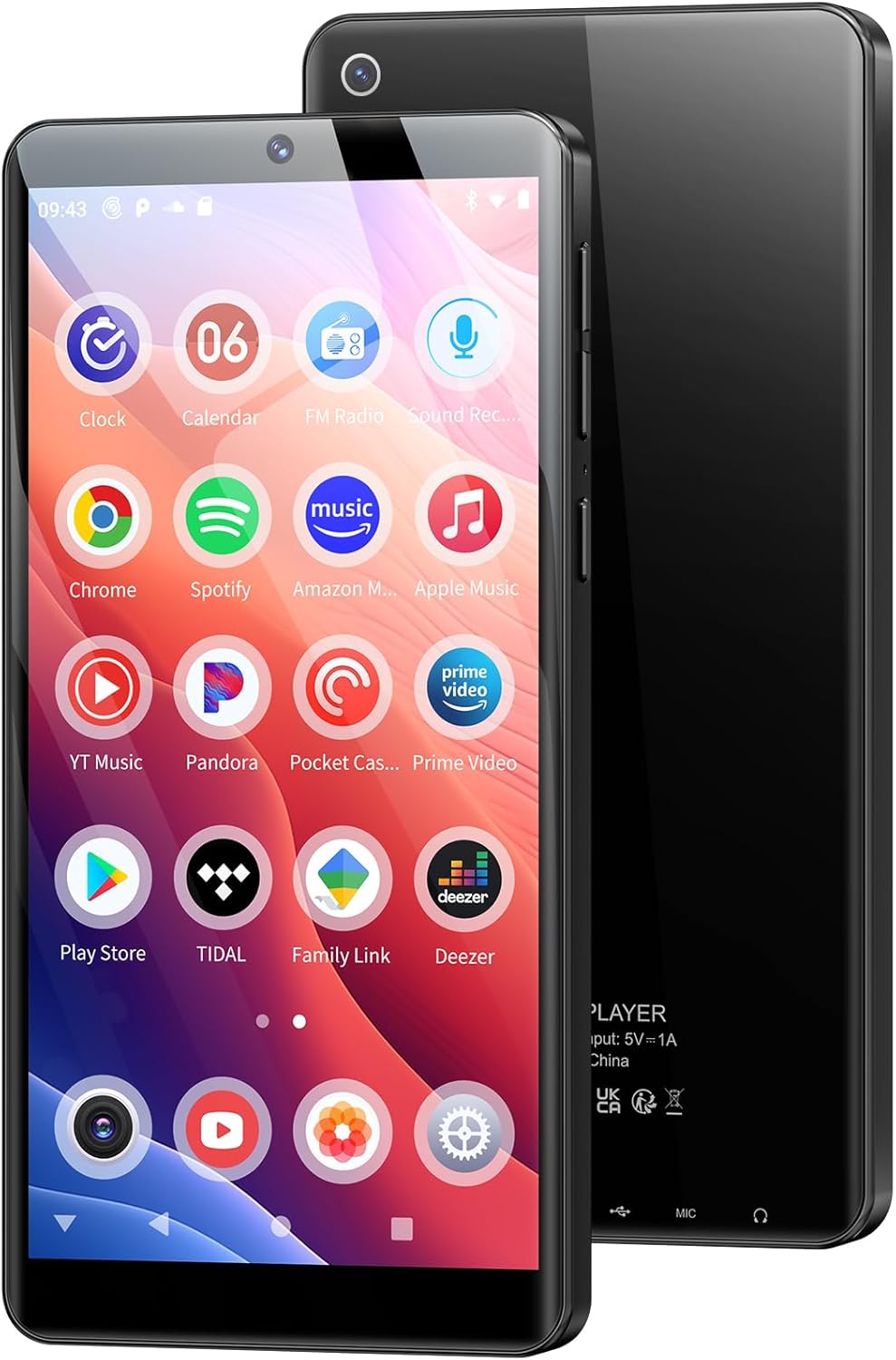 128GB MP3 Player mit Bluetooth WiFi und Kamera, Android 13.0 Spotify MP3 Musik Player mit Lautsprech