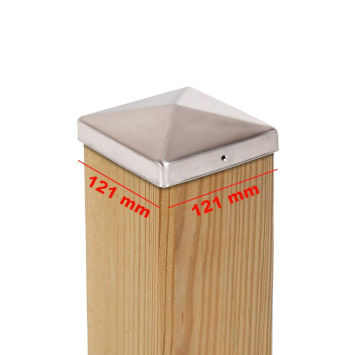 15 x Pfostenkappe Edelstahl Pyramide 121x121 mm – Rostfrei – Für Holzpfosten 120x120 mm – Pfostenabd