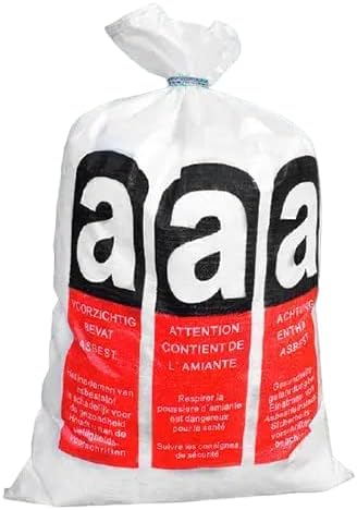 Lacers Big Bags | PP Gewebesack Asbest | 70x110cm | Beschichtet, mit Warndruck Asbest | Verschlussba