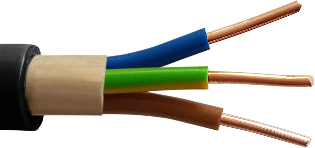 M&amp;G Techno 25m NYY-J 3x2,5 mm² Erdkabel Elektrokabel Beton und Freien Kupfer Made in Germany Schwarz