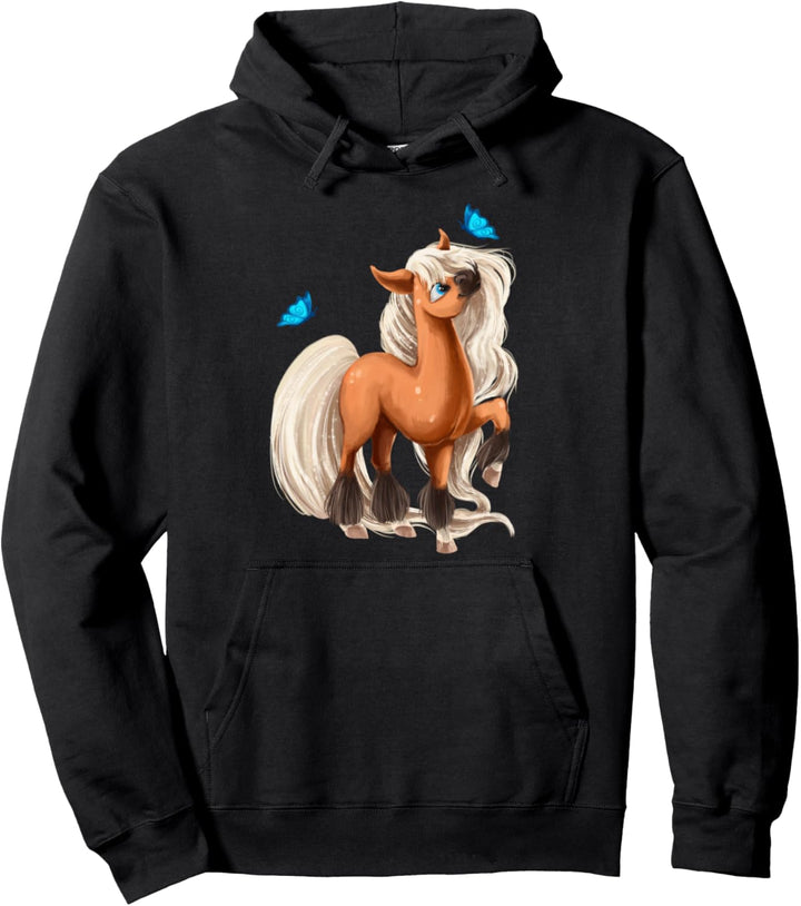 Süsses Pony mit Schmetterlingen Reiten Reiter Pferde Pullover Hoodie