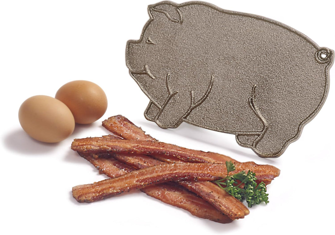 Norpro Speckpresse aus Gusseisen, Schweineform, mit Holzgriff, 21,5 cm