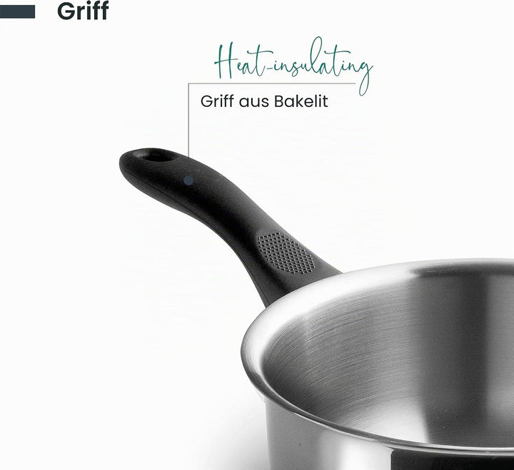 Lacor - 31320 - Garinox Gerader Topf mit Ausgiesser, Edelstahl, Ausgiesser, ergonomischer Bakelitgri