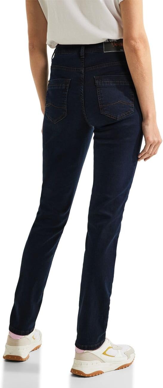 Cecil Damen Jeanshose Slim und High 26W / 34L Blue Black Washed, 26W / 34L Blue Black Washed
