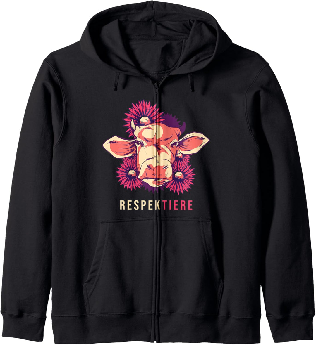 respekTIERE Kuh Blumen Tierschutz Vegan Veganer Vegetarier Kapuzenjacke