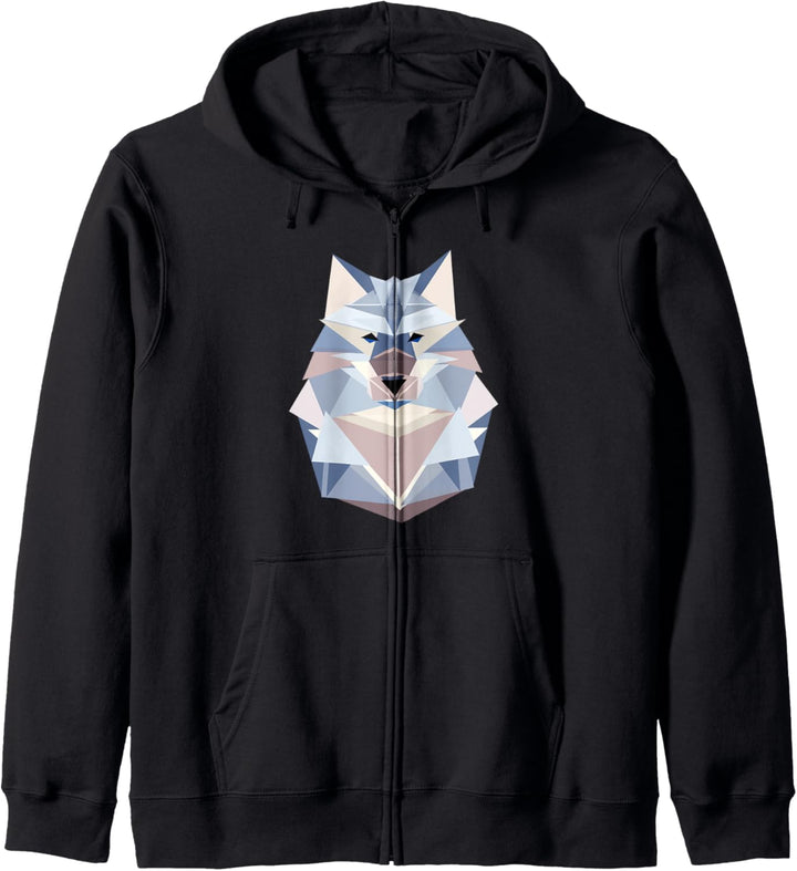 Wolf Polygon Geometrie Wald Tier Minimalismus Dreieck Muster Kapuzenjacke