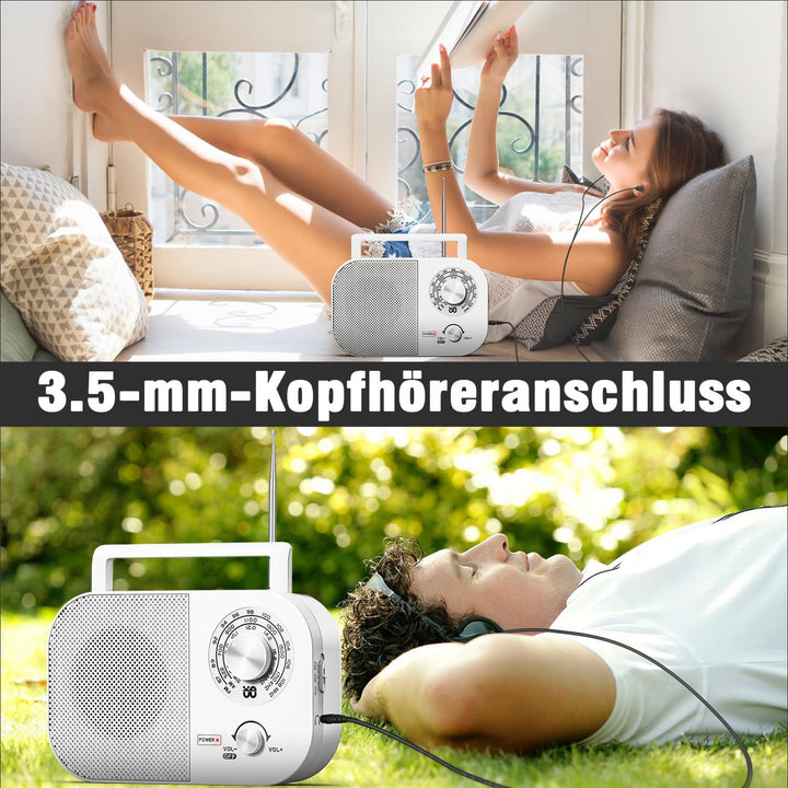 Tragbares Radio AM,FM,SW,UKW Kofferradio Netz und Batteriebetrieb, mit Bestem Empfang, Eingebautem L