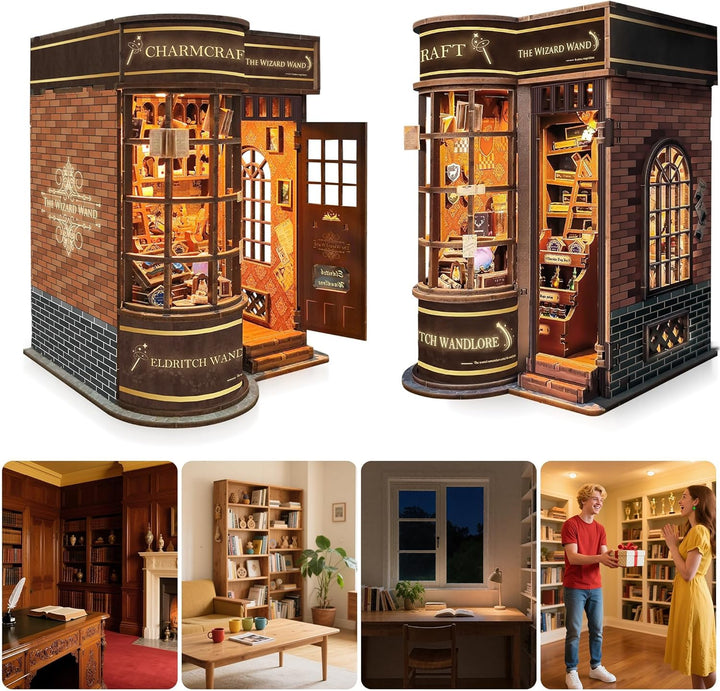 Book Nook Kit für Erwachsene: LUMYCE Holzpuzzle DIY Miniatur Haus 3D Puppenhaus - Buchstütze für Büc