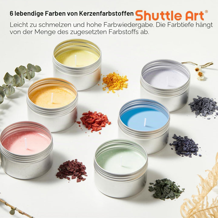 Shuttle Art DIY Kerzenherstellung Set mit 1,36kg Sojawachs, Schmelztopf, Duftöl, Dochten, Kerzendose