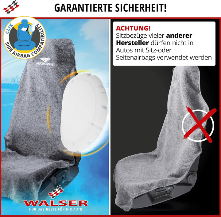 Walser Sitzaufleger Multicover, universal Auto-Sitzauflage, waschbarer Autositz-Überwurf grau, Grau