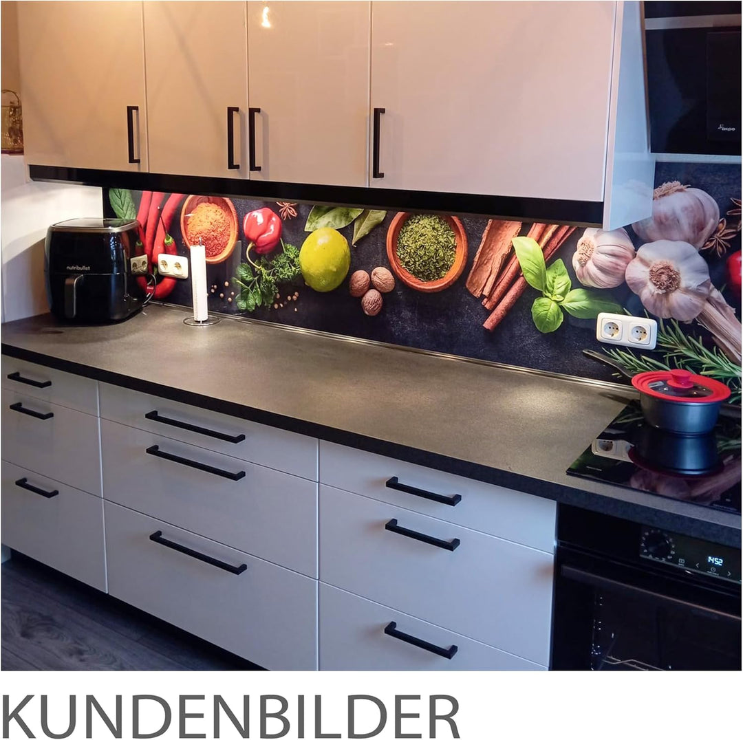 StickerProfis Küchenrückwand selbstklebend Glasoptik - GEWÜRZSCHALEN - 1.8mm, Versteift, alle Unterg
