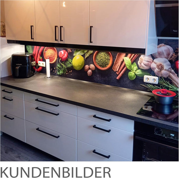 StickerProfis Küchenrückwand selbstklebend Glasoptik - GEWÜRZSCHALEN - 1.8mm, Versteift, alle Unterg