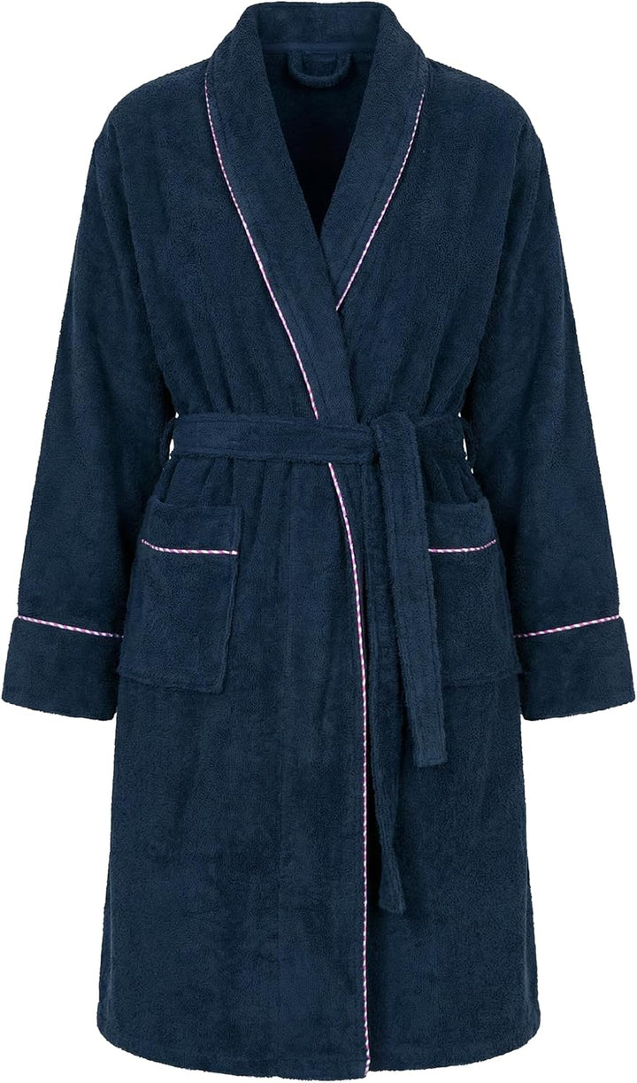 Ulla Popken Damen Bathrobe, Woven Terry Bademantel 42-44 nachtblau, 42-44 nachtblau