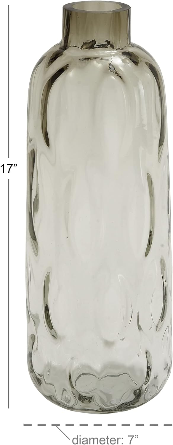 Deco 79 Glas Vase 17,8 cm W, 43,2 cm h-99834, Smoky Grau, 17,8 x 43,2 cm 7" x 17" Rauchgrau, 7" x 17