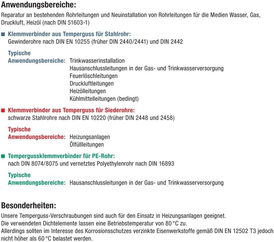 Gebo Armaturen 01.150.00.05 x Gebo Temperguss-Klemmverbinder A x48,3mm, Clear, 1 1/2 Zoll AG x 48.3